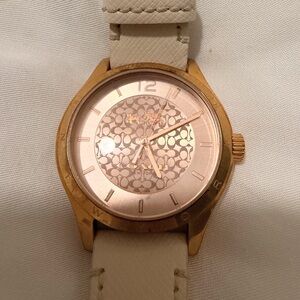 Coach Rose Gold and Cream Leather Women's Watch